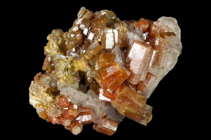 Vanadinite and Calcite Crystal Association - Apex Mine, Mexico #165344